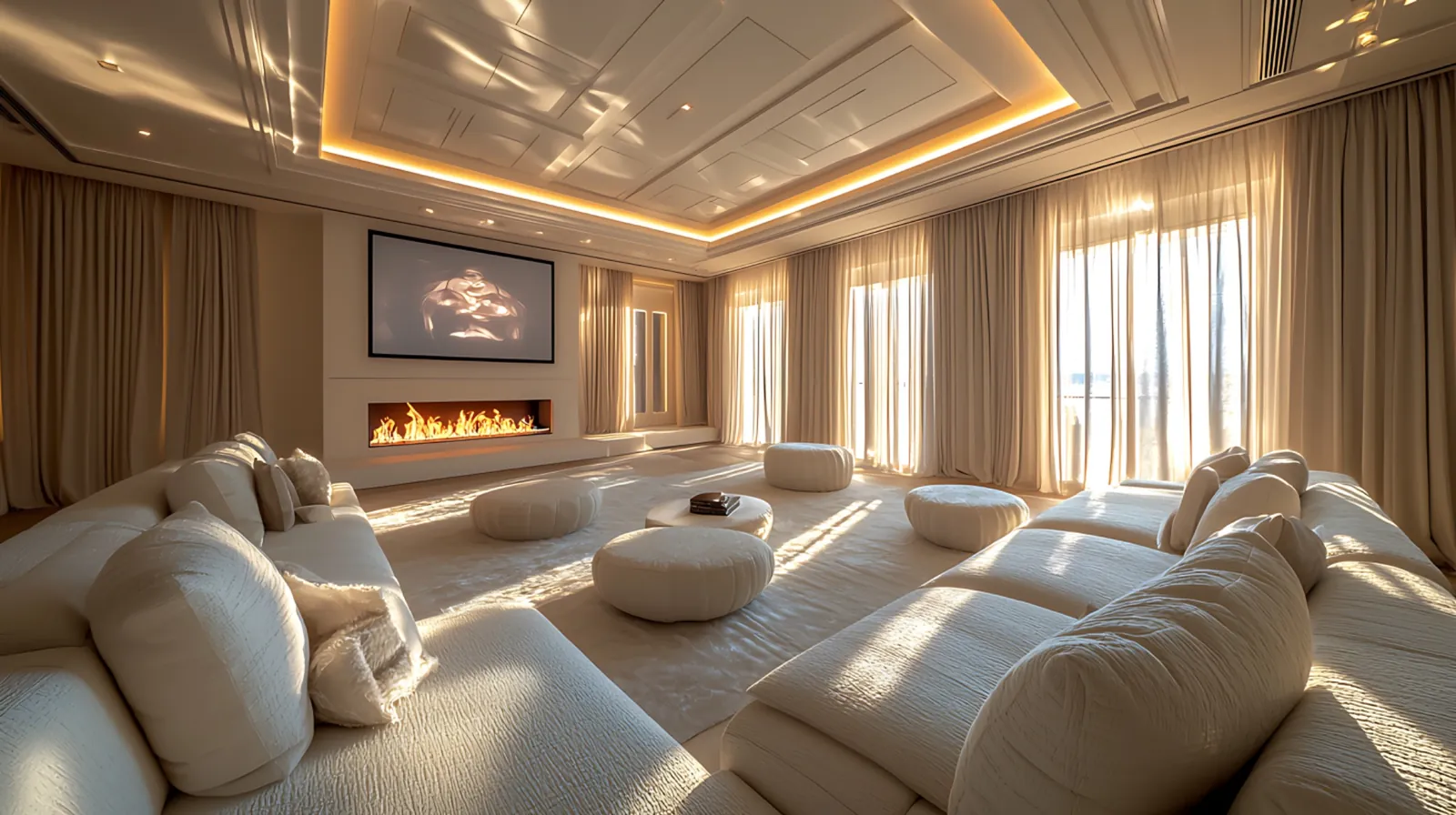 Layered Window Treatments with custom curtains and drapery