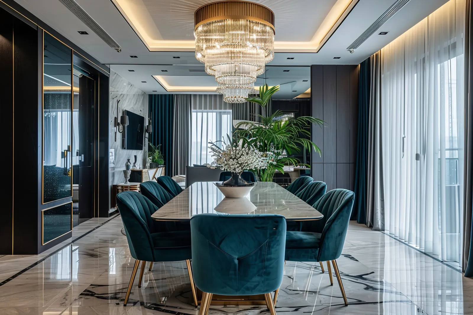 Window Treatments with custom curtains and drapery