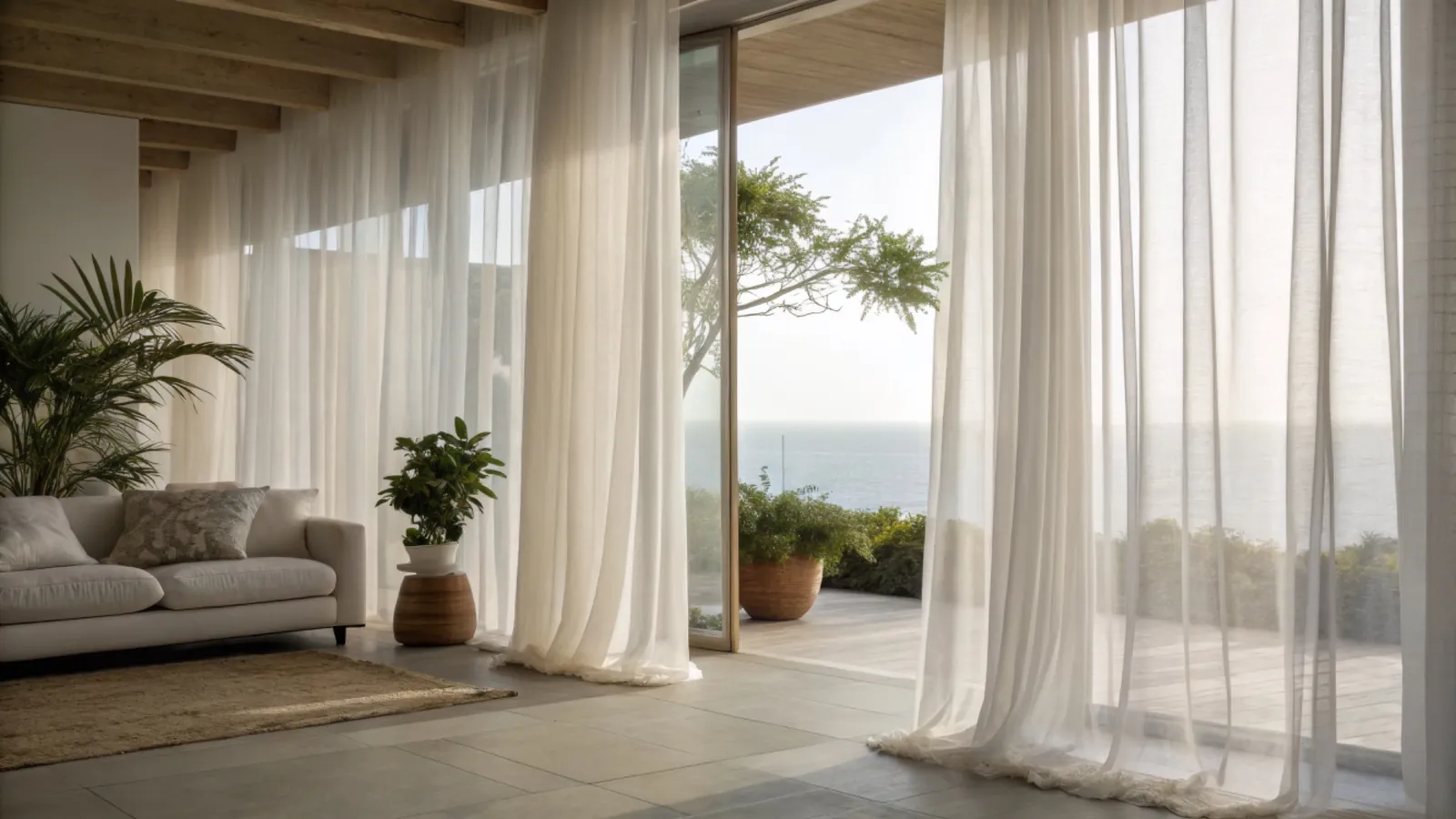 Outdoor, UV, and Solar-Control Window Treatments with custom curtains and drapery